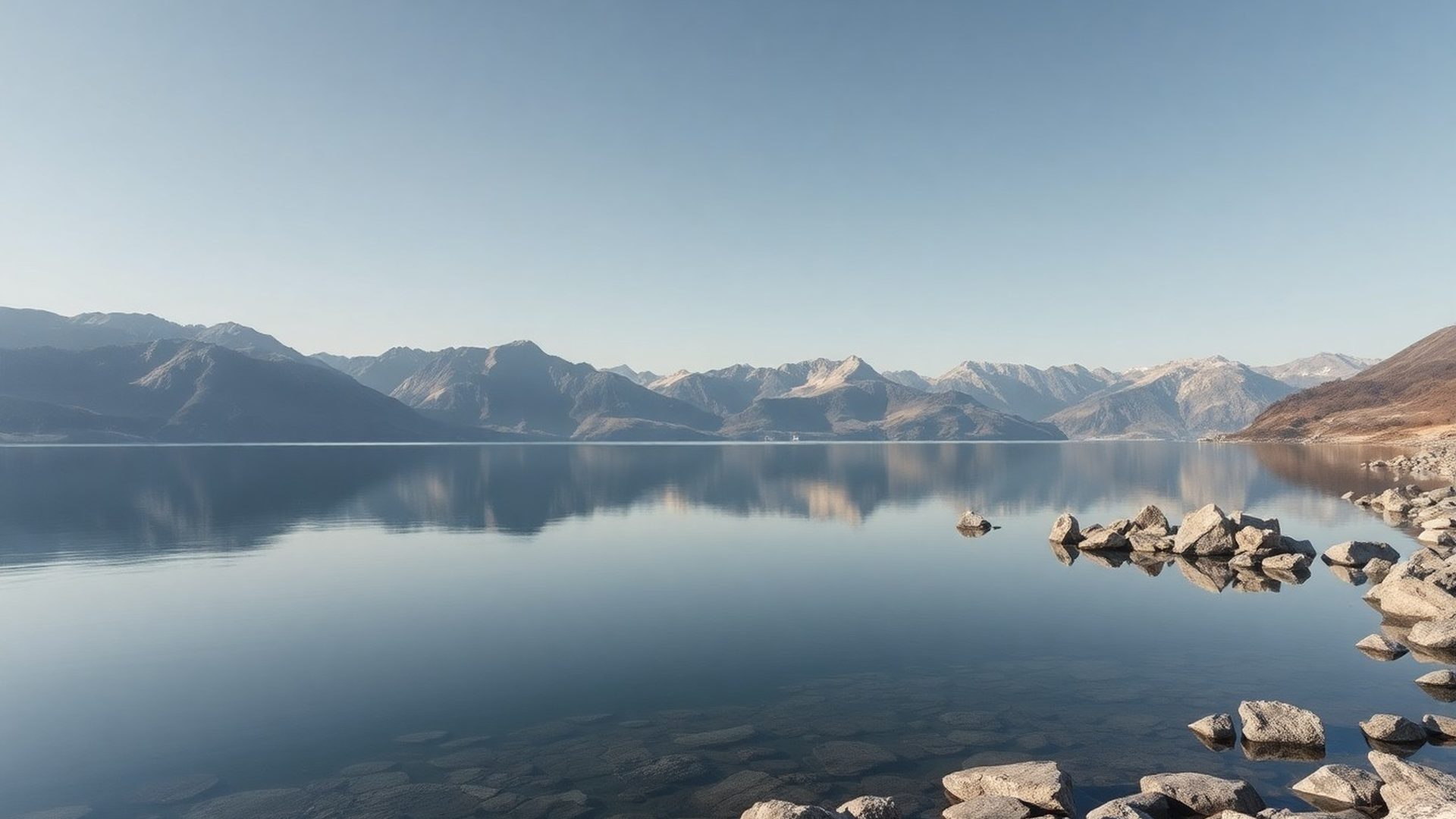 Mirno alpsko jezero, ki odseva nebo – simbol ohranjanja in trajnosti